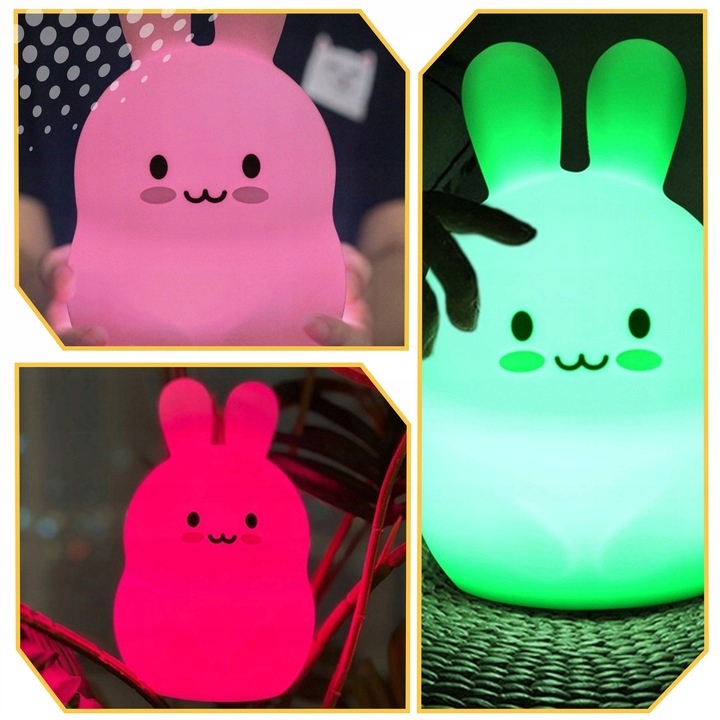 MIĘKKA Lampka Nocna KRÓLIK Dla Dzieci Kolorowa SILIKONOWA RGB LED + Pilot Kod producenta MIĘKKA Lampka Nocna KRÓLIK Dla Dzieci